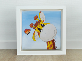 Schilderij babykamer, schilderij kinderkamer, babykamer schilderij, schilderijtjes babykamer, kinderkamer schilderij, kraamkado schilderij, babykamer decoratie, giraf