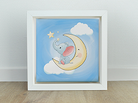 Schilderij babykamer, schilderij kinderkamer, babykamer schilderij, schilderijtjes babykamer, kinderkamer schilderij, kraamkado schilderij, babykamer decoratie, olifant